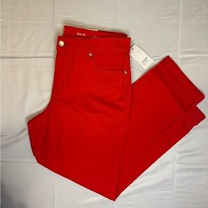 -NWT Crown & Ivy Vibrant Red Crop Pants Size 8